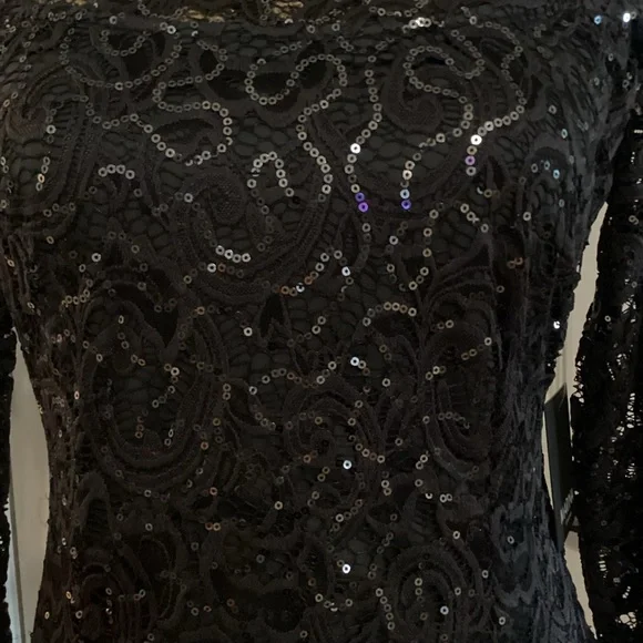 Illusion Neck Sequin Lace Dress - Picture 5 of 7